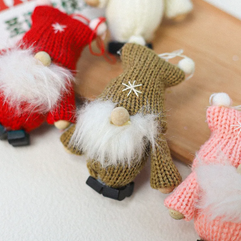 Novelty Cute Wool Felt Santa Claus Elf Girl Doll Gift Set Home Ornaments Festival Supplies Christmas Tree Decoration