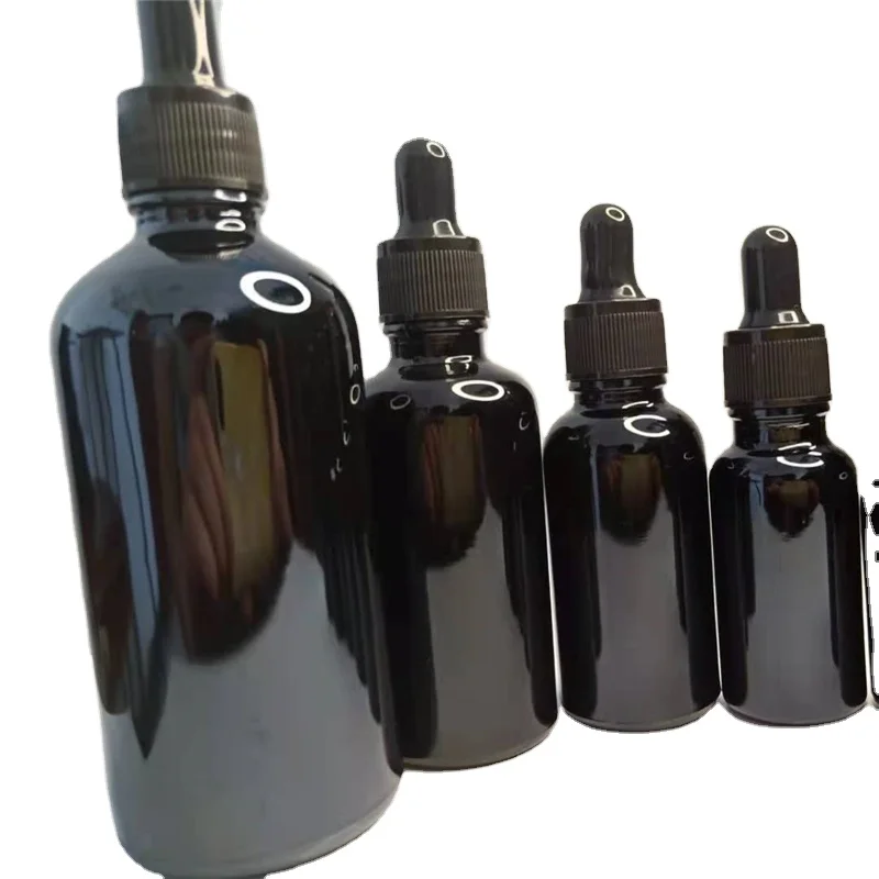 15 20 30 50 60 100 120 ml empty essential hemp oil black cosmetic glass bottles with dropper