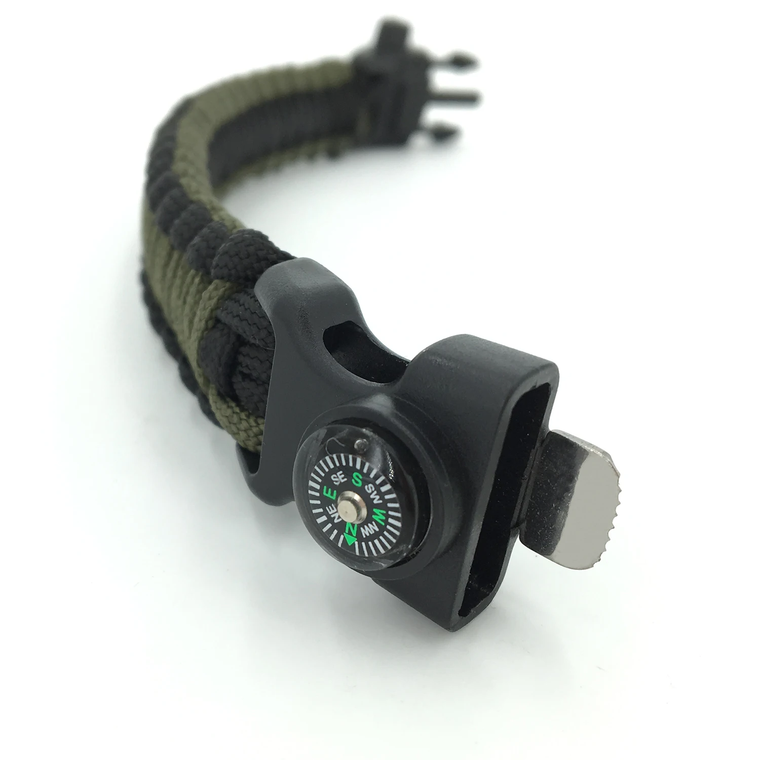 Outdoor Camping Hiking Emergency Paracord Bracelets Compass Whistle Flint Fire Starter