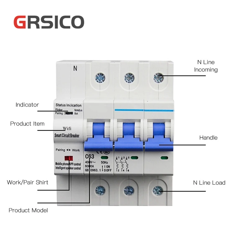 Smart Wireless WIFI Controlled 3P Vacuum Circuit Breaker Air Switch with Alexa and Google Home