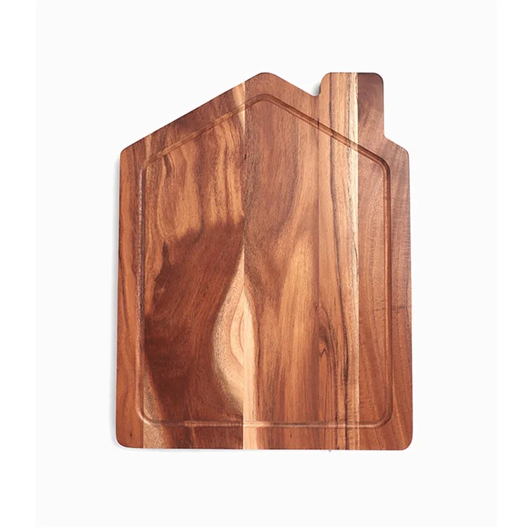 Customized LOGO Kitchen Gift set stitching Wooden balance serving board Irregular shape wood cutting board with handle