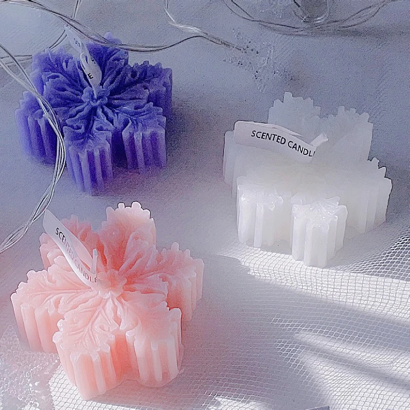 DGC Christmas Pink Candles Handmade Soy Wax Aromatherapy Home Fragrance Decor Novelty Snowflake Scented Candle
