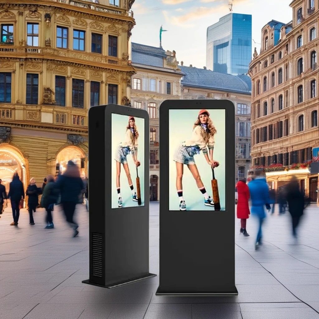 65-Inch Outdoor Waterproof Floor Standing LCD Digital Signage Display Advertising Screen Player for Video Media Retail Store Car