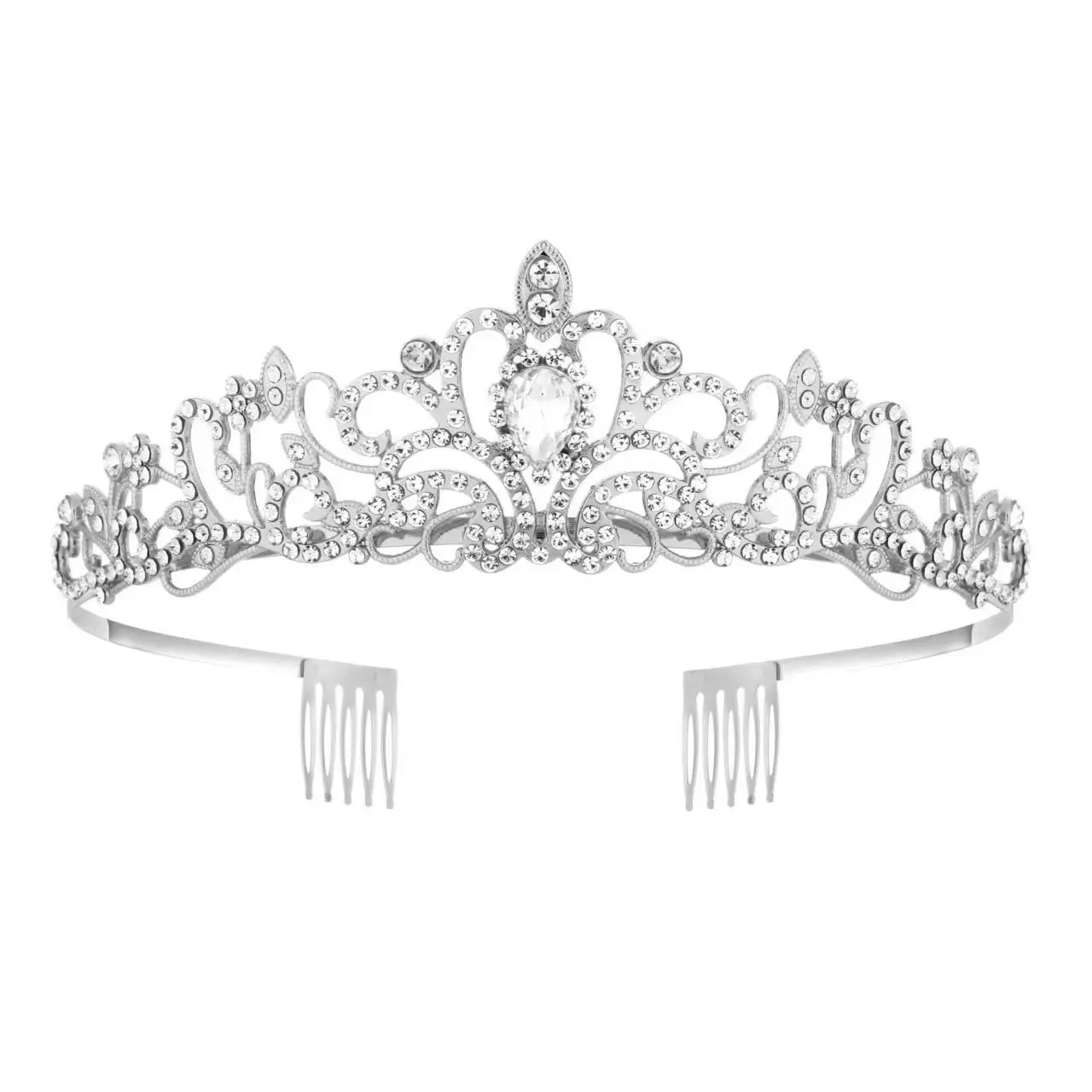 Princess Queen Girls Pink Crystal Tiara For Women Party Birthday Crown Hair Dress Accessories Headwear Jewelry