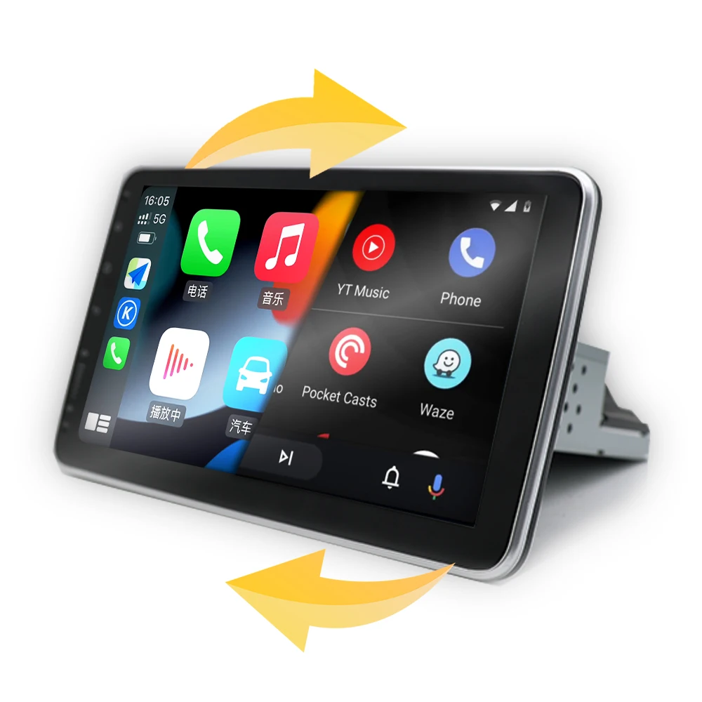 Android 13 rotating screen 1DIN 10.1inch Car stereo with BT GPS WIFI CarPlay Multimedia Player IPS