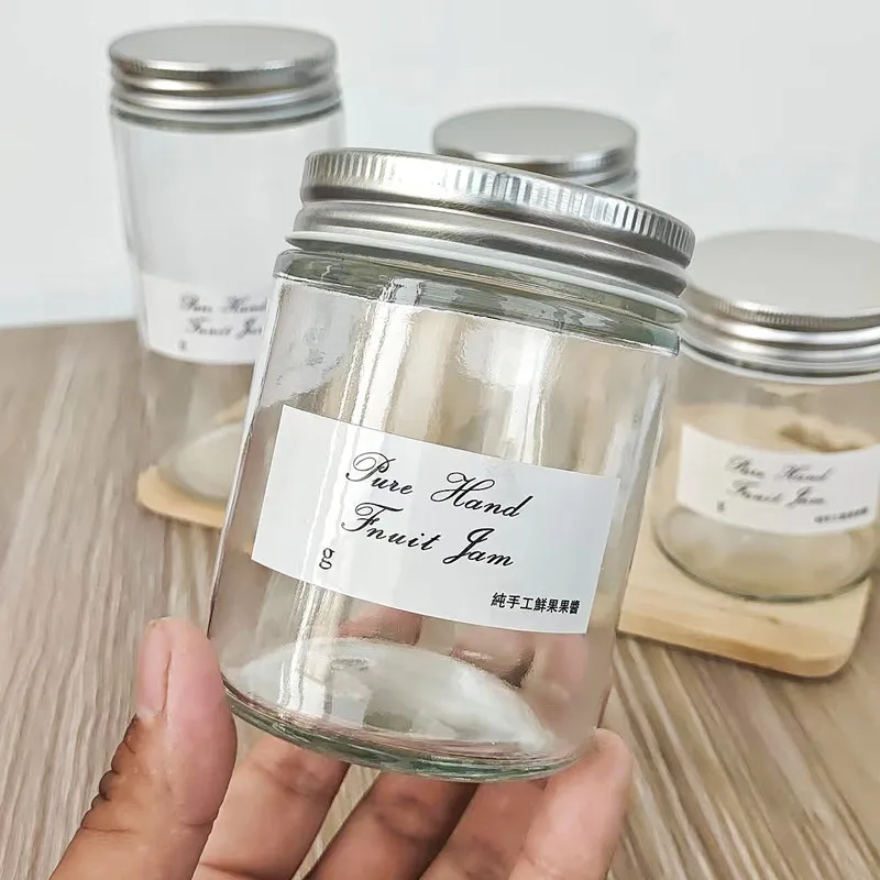 Food Grade Straight Sided 4oz 6oz 8oz 16oz Pickle Hot Sauce Glass Jelly Jam Container Jars With Metal Lid