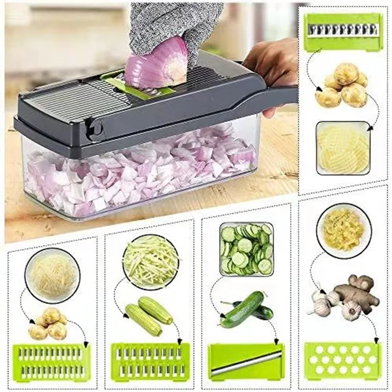 Amazon 12 в 1 руководство Овощной овощерезка Veggie Чоппер для нарезки лука нож резки