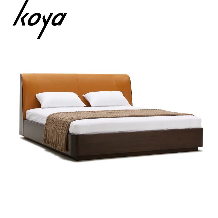 Modern Nordic Luxury bed Europe style design wooden Leather king size queen size bed