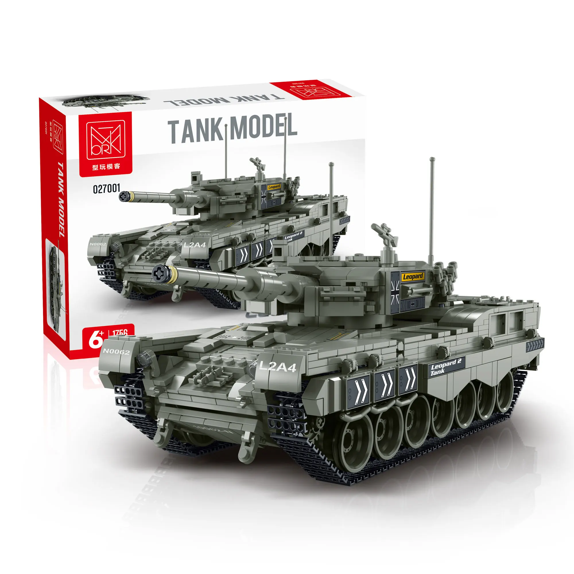 Mork 027001 Leopard 2 Military Tank Model DIY Assembled Bricks Model Armored tanks Building Blocks Toys for kids