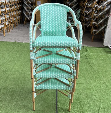 Promoting Bamboo Chair For Sale PE Rattan Garden Chair New Design Aluminum Deck Bamboo Dining Chair