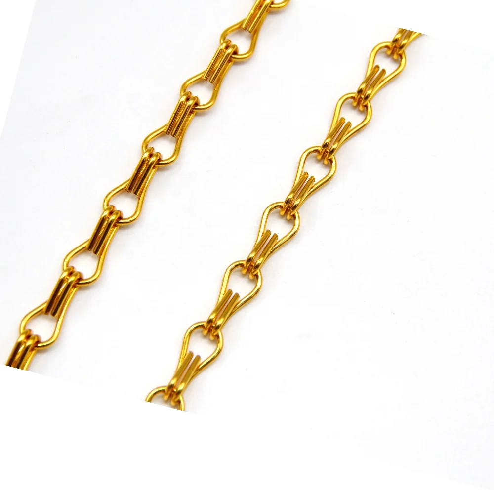 Aluminium Chain Link Curtain Shiny Gold 2023 New Fashion Metal Chain Architecture Material For Sale Wire Art Design
