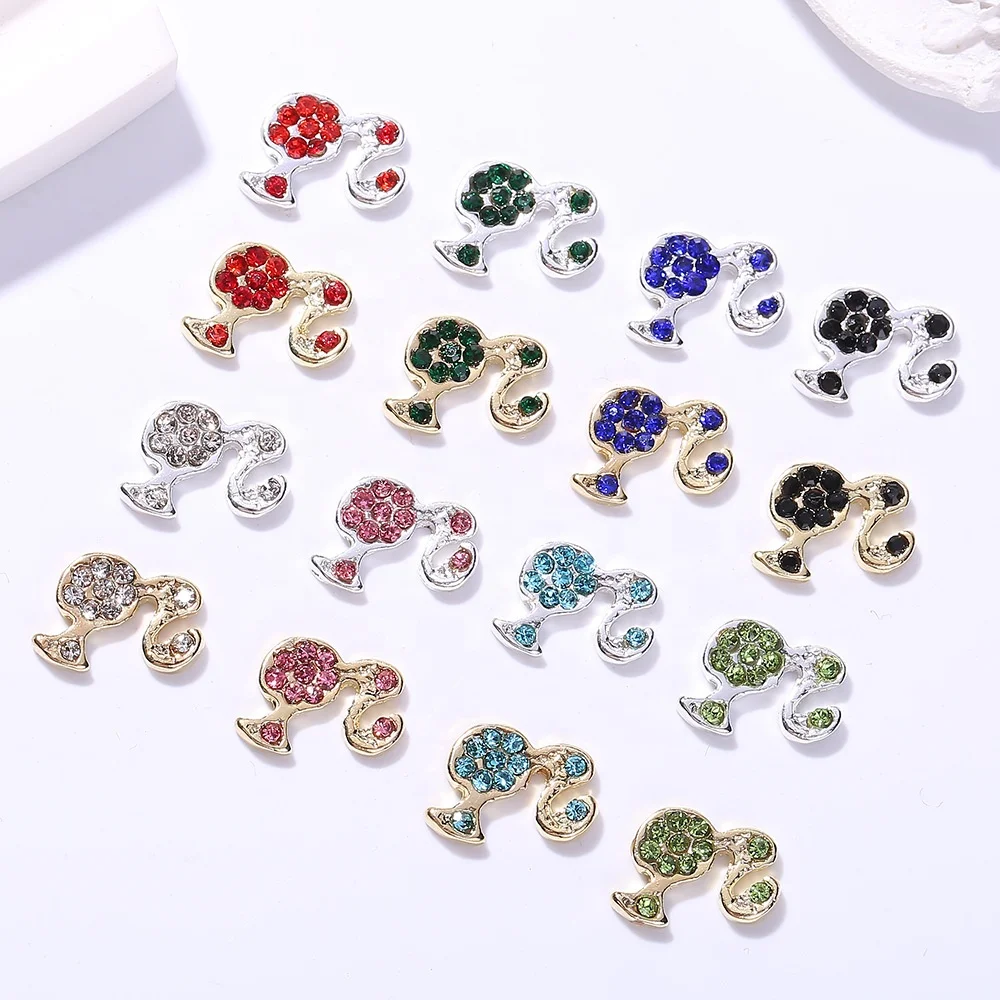 Barbie Girl Icon Symbol Charms 3D cute girl head Alloy Nail Diamonds Charms for Acrylic Nails Art Decorations Supply