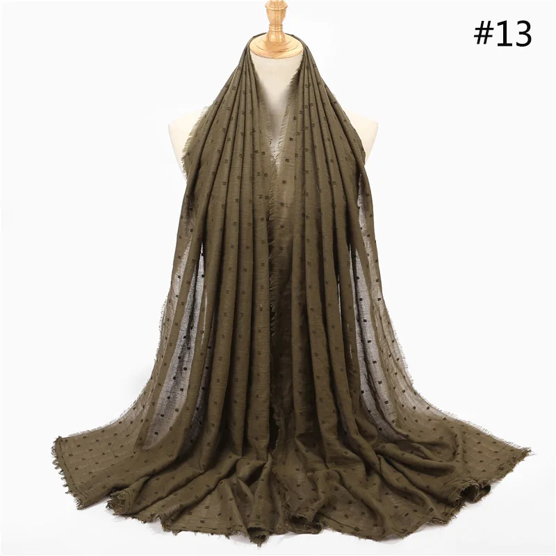 Hot Sale Polka Dot TR Cotton Solid Color Sunscreen Shawl Islamic Malaysian Cotton Crumple Wrap Hijabs Scarf