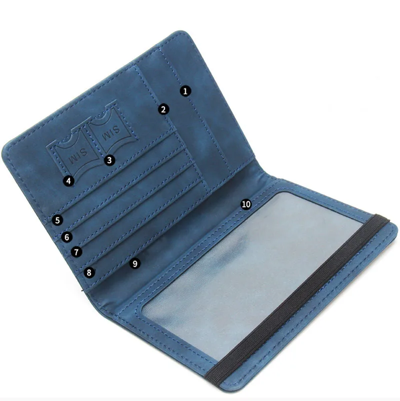 World map ticket holder with antimagnetic RFID multi-card slot leather compass passport book elastic band passport holder