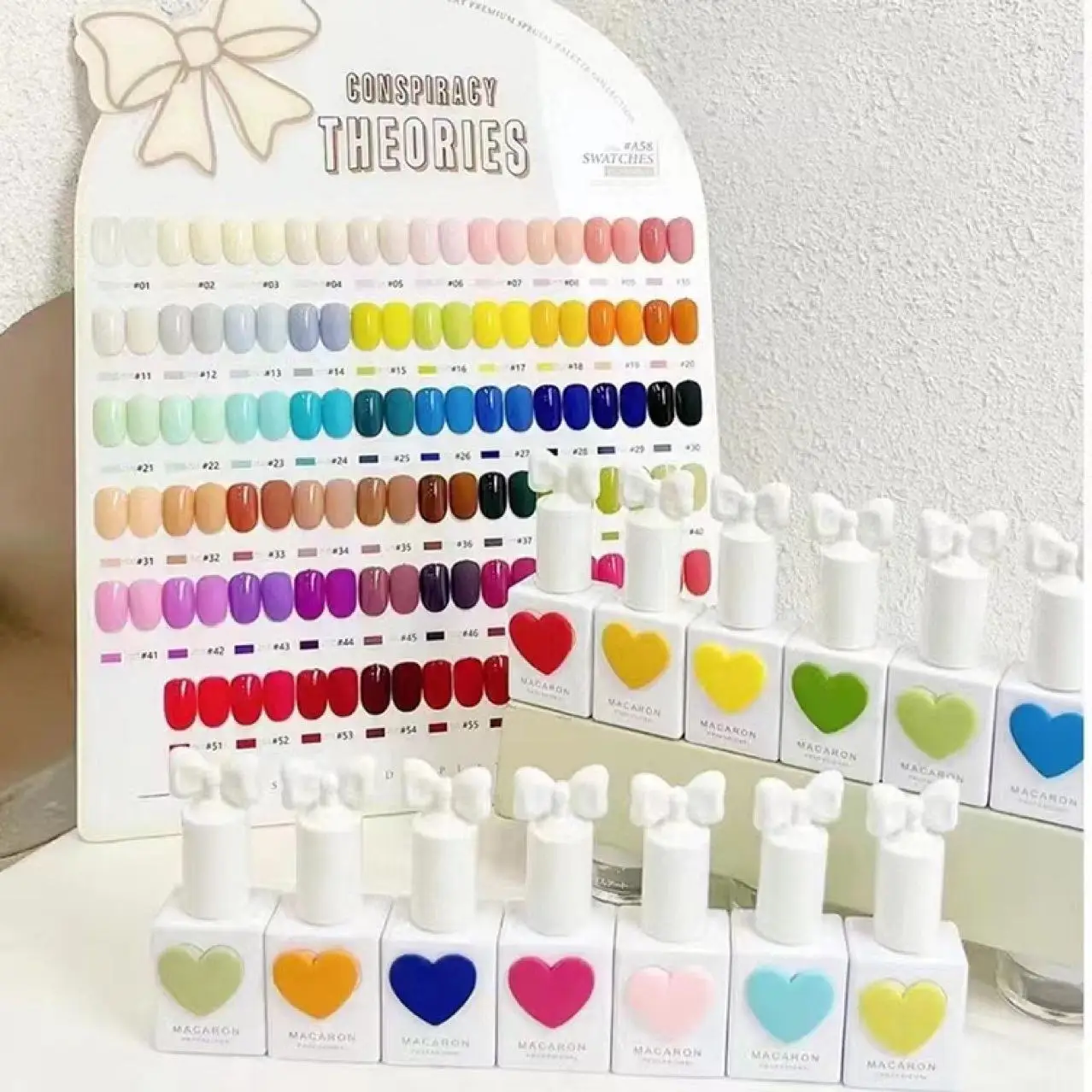 Light Color OEM Wholesale Supplies 15ml Vegan Gel Nail Polish Heart Bottle Nail Gel Private Label Gel Nail Polish Set Box