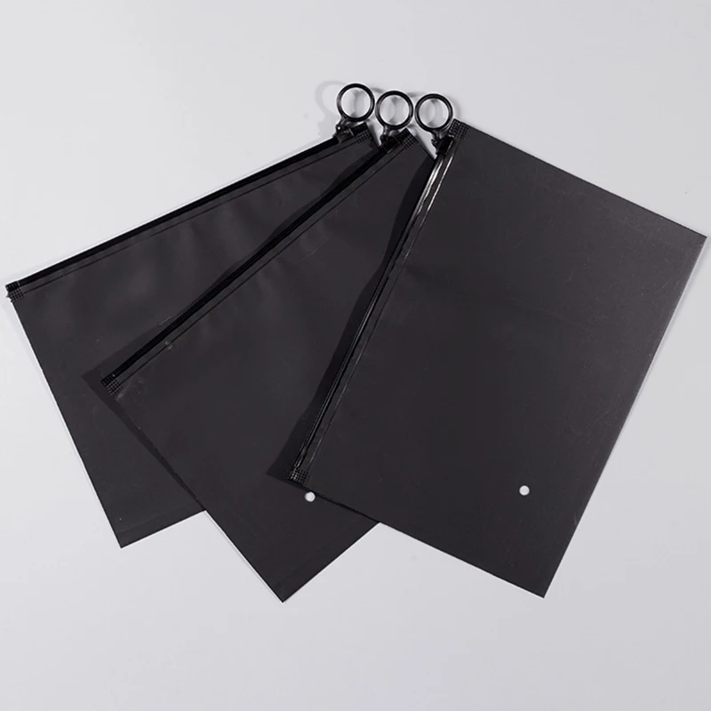 Hole Transparent Matte Black Custom Logo Clothing CPE Packaging Frosted Ring Zip Lock Ziplock Zipper Bag with Ring