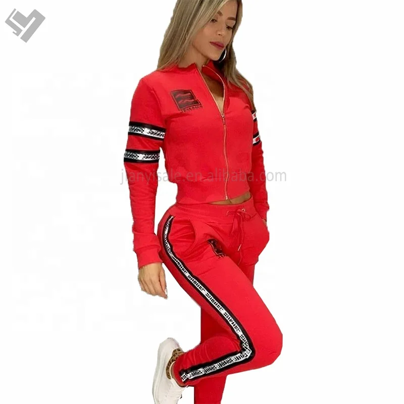 Hot selling Fall Winter Designer printing full sleeve zipper up two piece pants set Luxury Brand Joggong Suit womens clothing