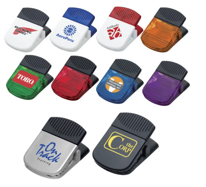 Customized logo plastic magnetic memo clips, magnetic binder paper clips with high quality