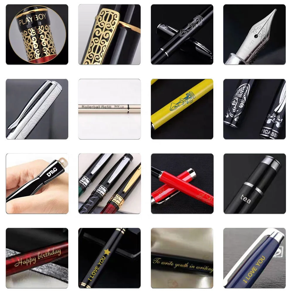 30w 50w 100w Metal marker fiber laser marking machines for pen tag logo qrcode bar printing engraving