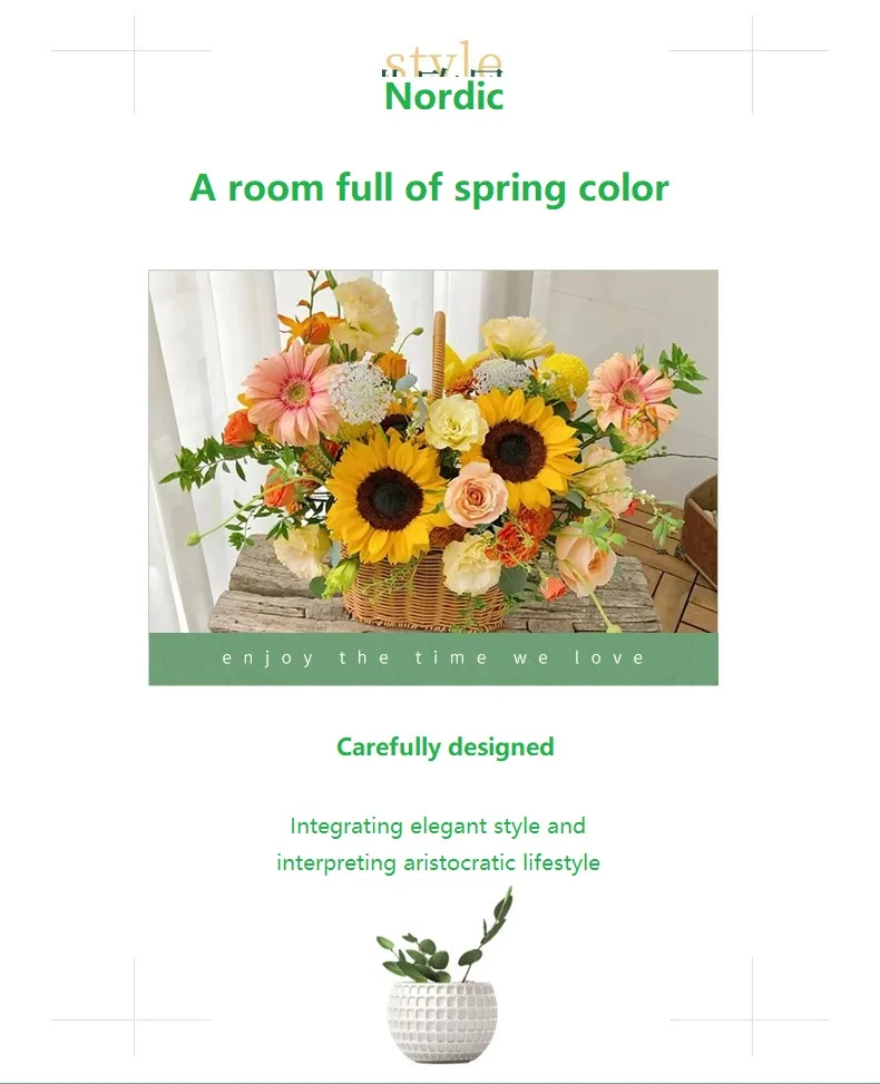 2023 new style Handmade Natural Material Woven Rattan flower basket for Home Wedding Decoration