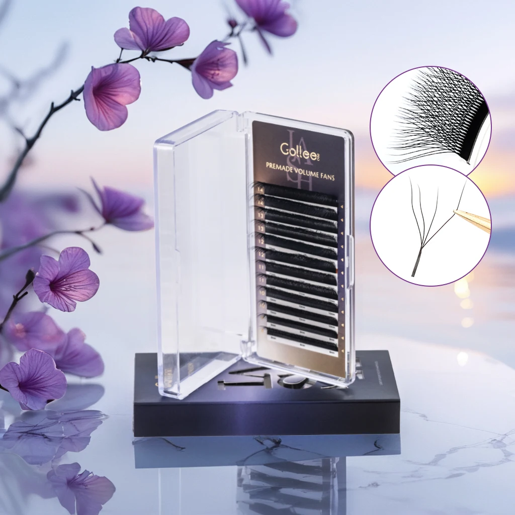 Gollee Russian Professional One Touch Fan Supplies Private Label Individual Volume Velvet Easy Blooming Eyelash Extension