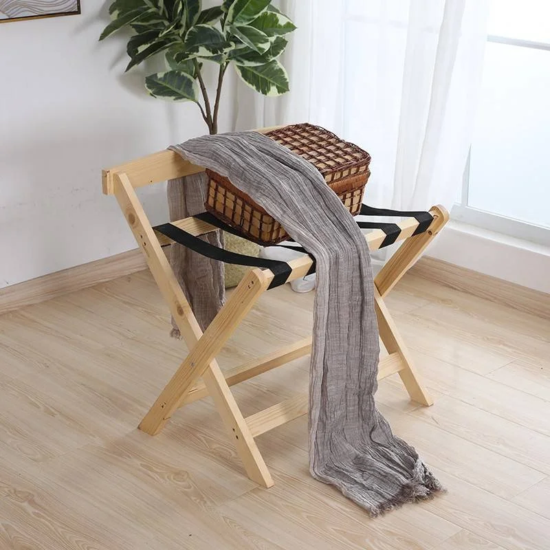 Hot Selling Cheap Custom Oak Wood Folding Hotel Bedroom Luggage Rack With Back