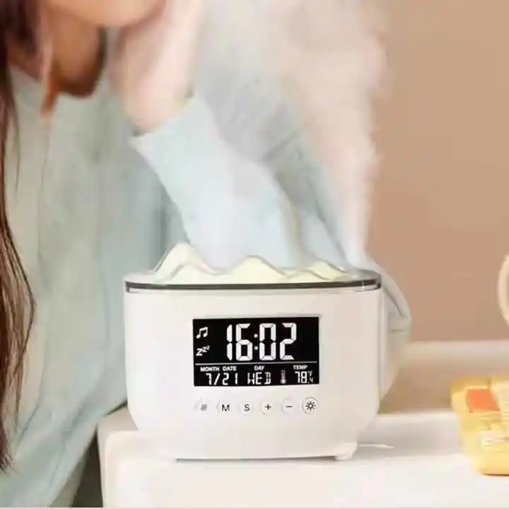 Essential Oil Diffuser with BT Speakers + Digital Clock , Night Light Aroma Mist Humidifier for Large Room, Office, Yoga