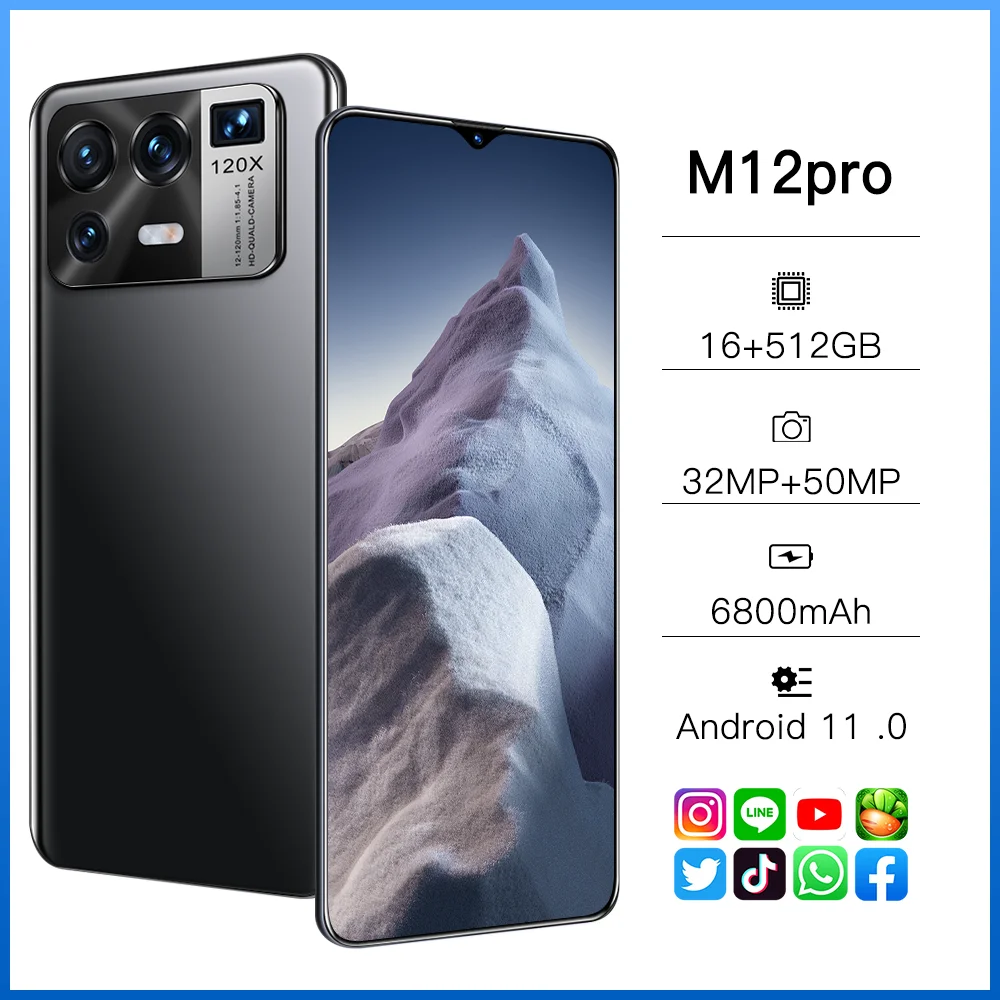 Глобальная версия смартфона высокого качества MI M12 Pro мобильные телефоны 4G 5G сеть 512 ГБ Оригинальный разблокированный Android телефон