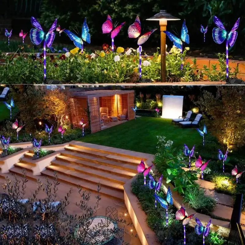 Hot Selling Outdoor Butterfly Shape Holiday Solar LED Decorative Light For Garden Pathway Walkway