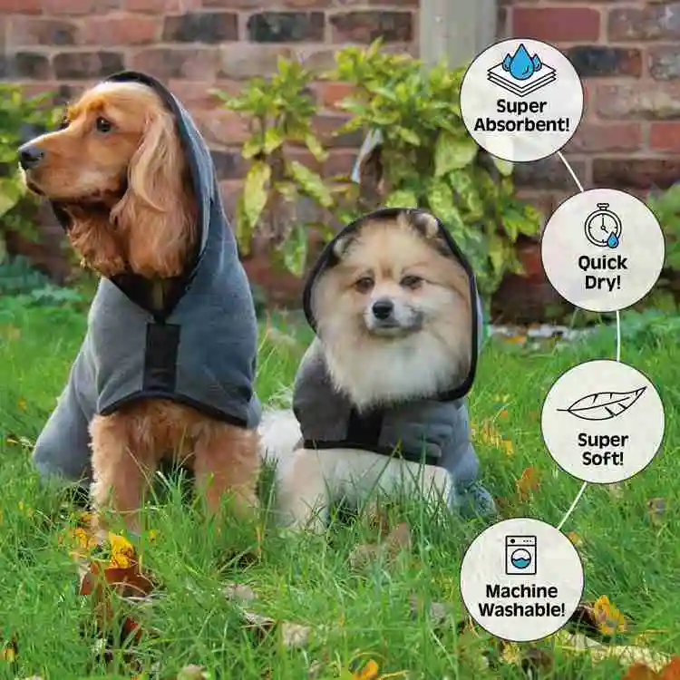 Luxury Dog Bathrobe Bath Towel Coat Vendors Microfiber Soft Super Absorbent Pet Bathrobe Drying Coat