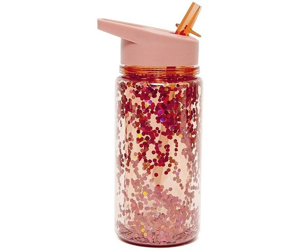 high demand stunning glitter bottles BPA free double wall kids drinking water bottle with sequins insert custom logo