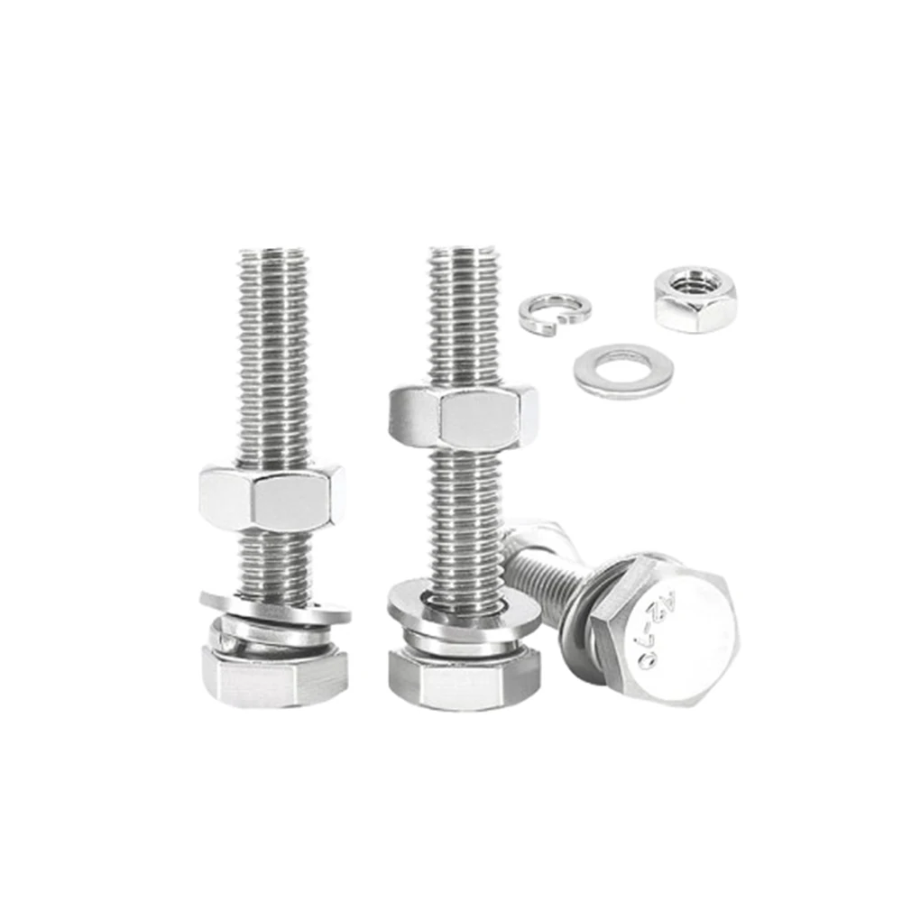 Stainless Steel 201 304 316 321 Din933 Hex Head Bolt Nut And Washer