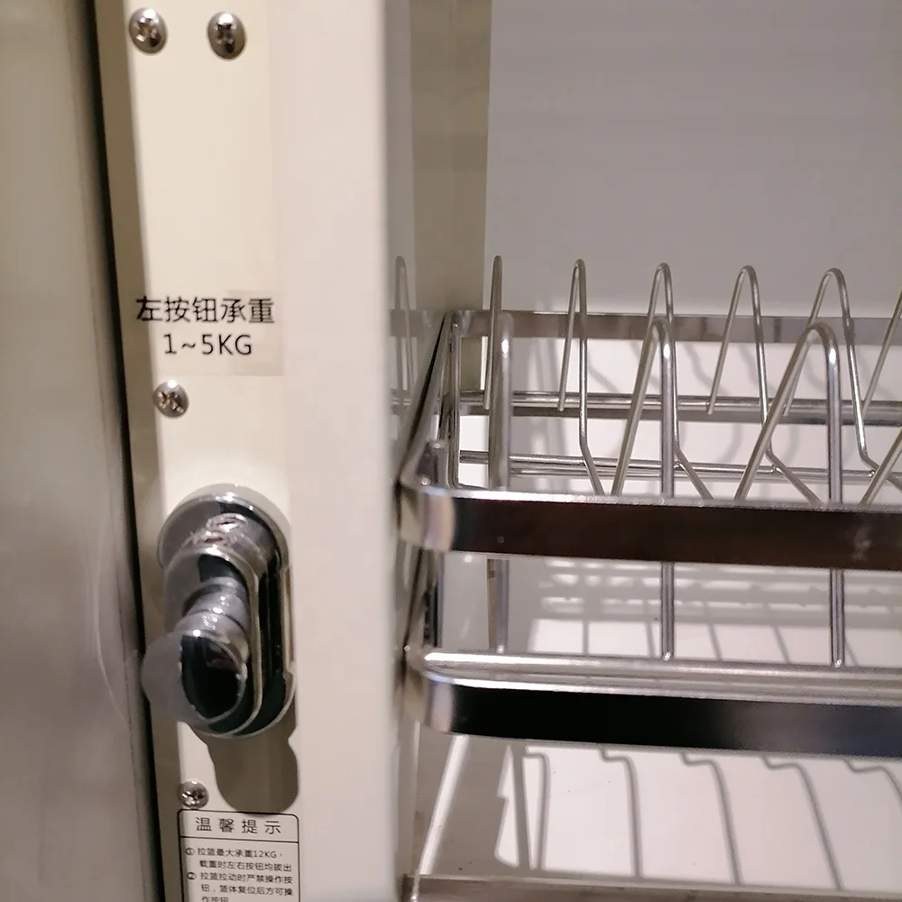 For kitchen cabinet modern lift up mechanism system food beverage vertical pull down elevator storage wire basket shelf shelves