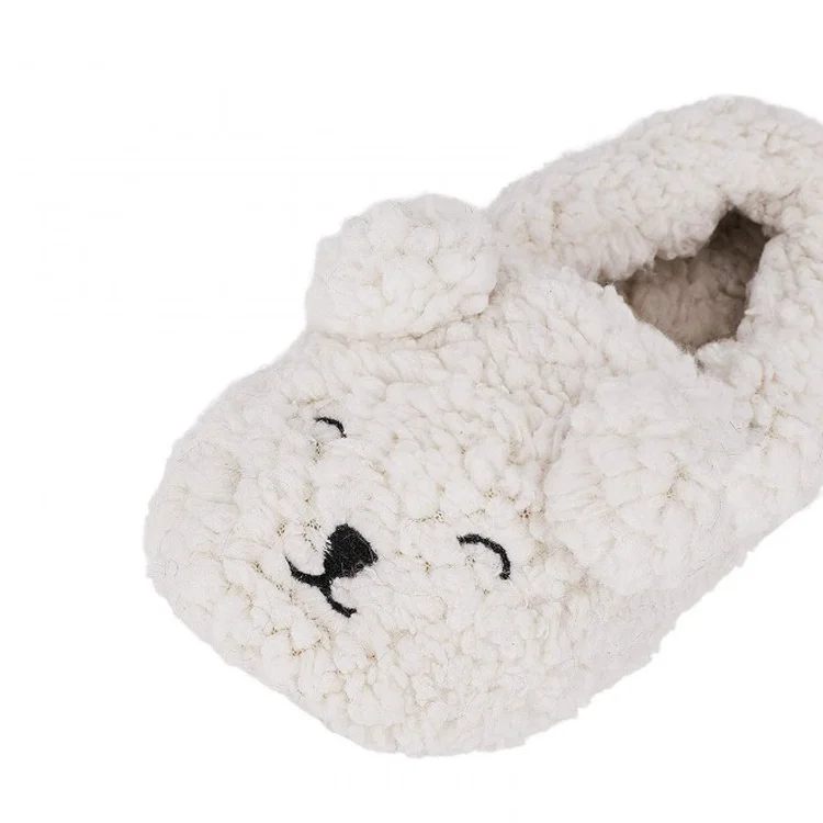Cute Newborn Kids Toddler Cartoon Warm Fuzzy Plush House Shoes Non-slip Indoor Fur Slippers Babies