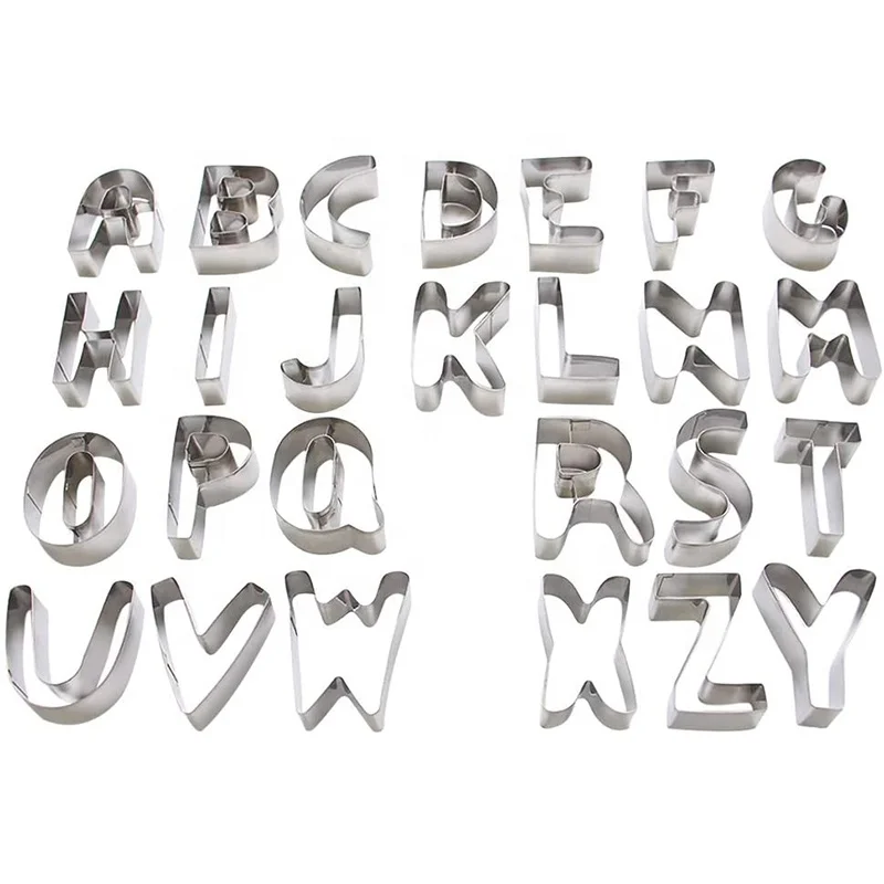 
Alphabet Cookie Cutters Set 26 Piece Stainless Steel Fondant Letter Cutters for Sandwich Sugarcraft 