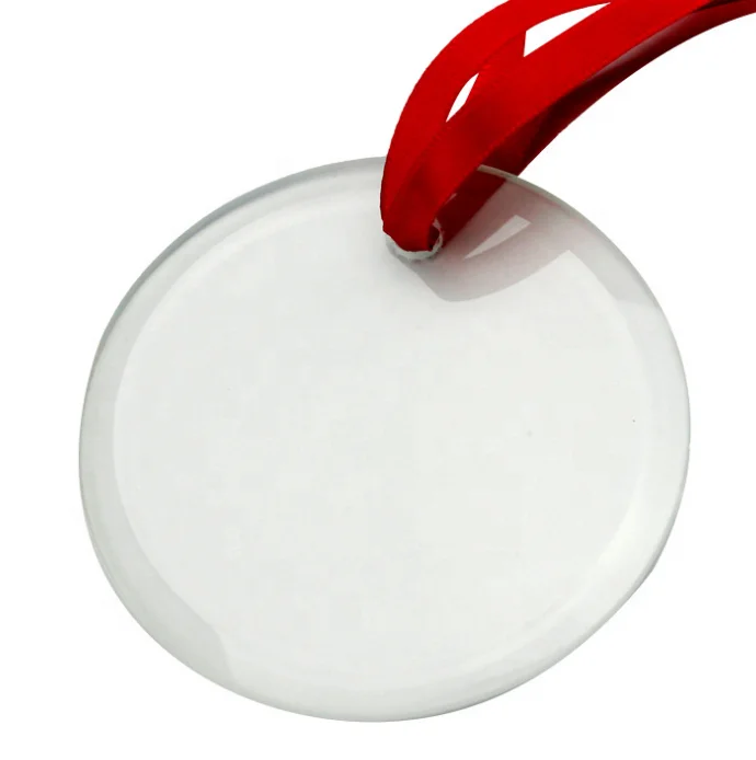 2021 Hot Selling Double-sided Round Personalized Christmas Tree Decoration Custom Frosted Glass Sublimation Blanks Ornament