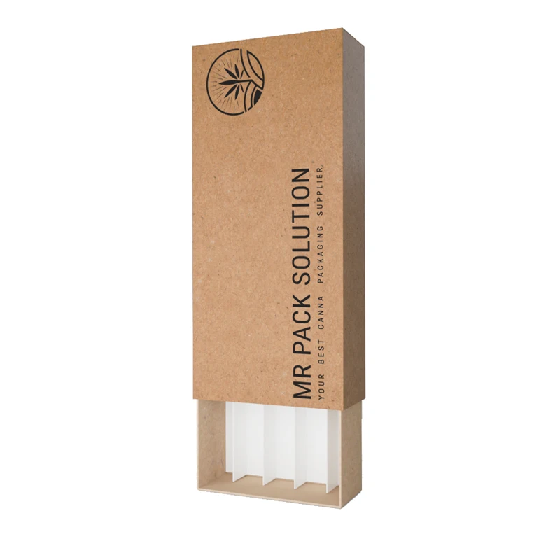 Premium Pre Stash Box Smell Proof Roll Pull Sustainable Eco Packaging Compostable Paper Box with Dividers