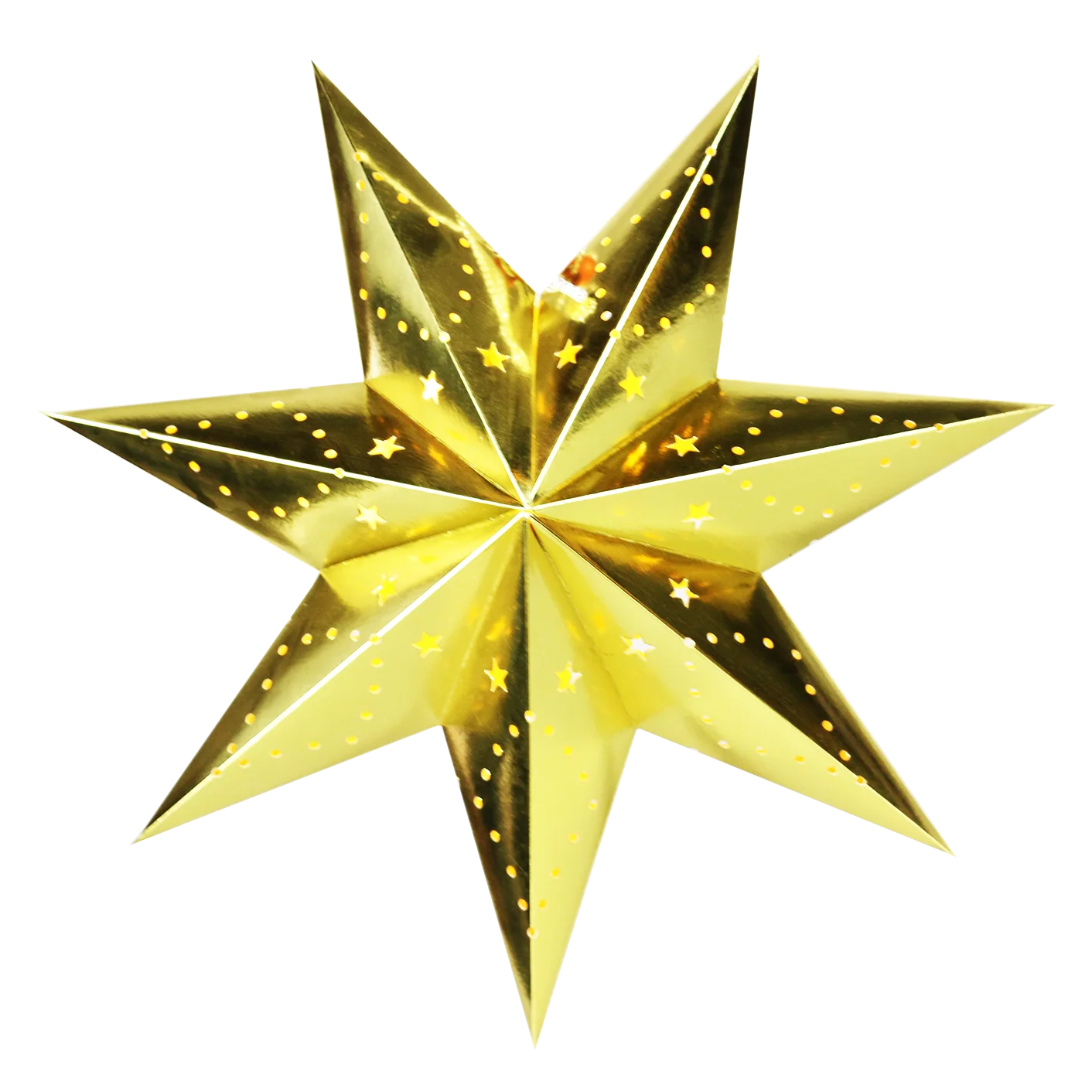 Christmas decoration Hanging paper star seven-pointed shiny golden star battery operated foldable christmas light hollow star