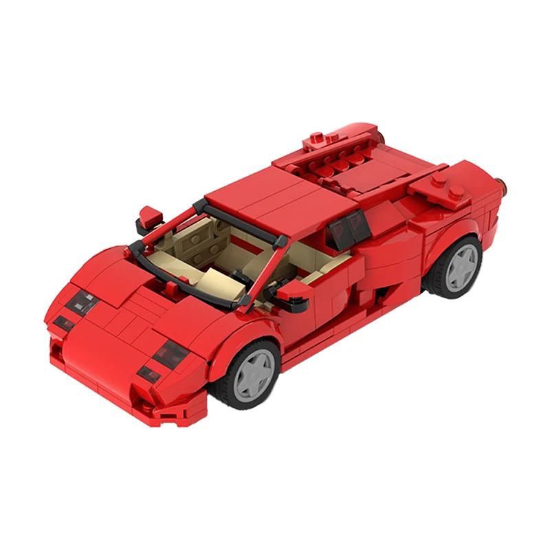 BuildMOC набор ламбор Диабло 6 0 красный строительные блоки игрушечный автомобиль кирпичи Супер спортивный игрушка для детей