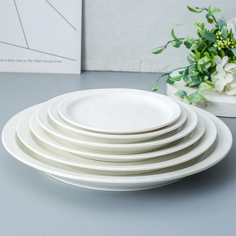 2021 New High Quality White Porcelain Narrow Side Plate Hotel Custom Wholesale Dessert Plate Nordic Style Ceramic Tableware