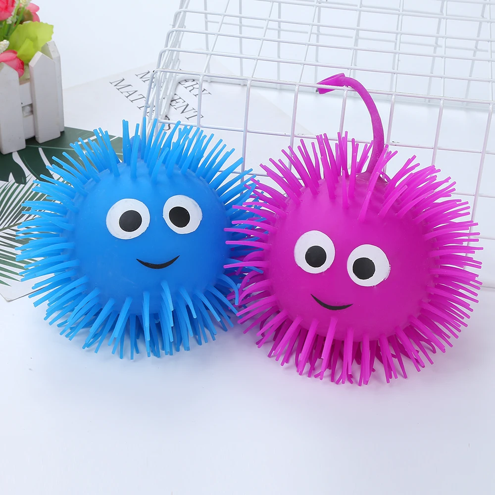 Toy Balls Colorful Stress Glowing Light Up Puffer Ball Smile Face Glowing Light Up Toy Balls