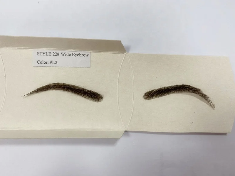 Hand made natural Women mens injection human hair false eyebrow skin injected
