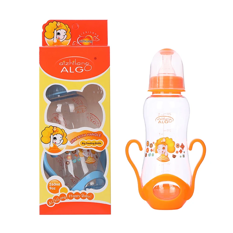 Algo bpa free 260ml food grade PP baby bottle, baby feeding bottle