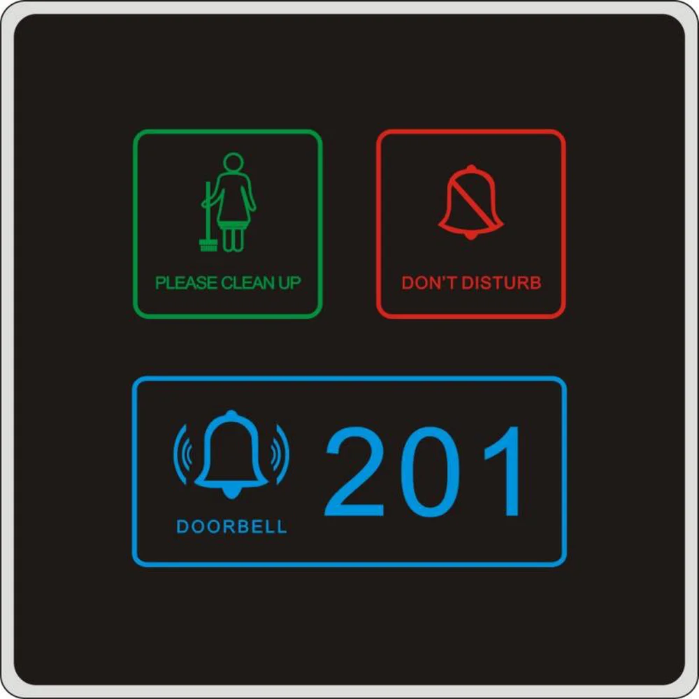 Small LED Doorplate Touch Doorbell DND MUR LOGO Room Number Sign Electronic Doorplate Do Not Disturb Room Status Smart Switch