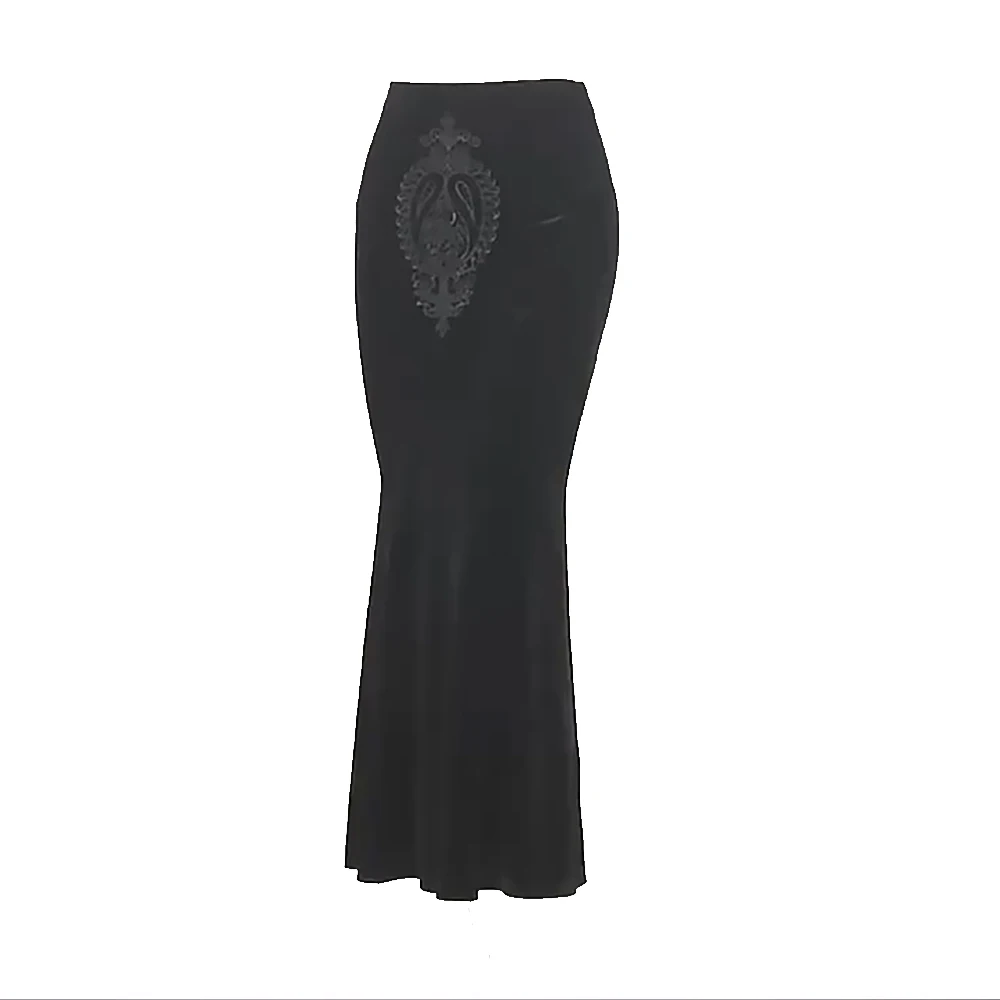 2022 Autumn Vintage Lace Fashion Velvet Skirt WGS002 Y2K Gothic Punk Elegant Sexy Black Mermaid Long Womens Goth Clothing
