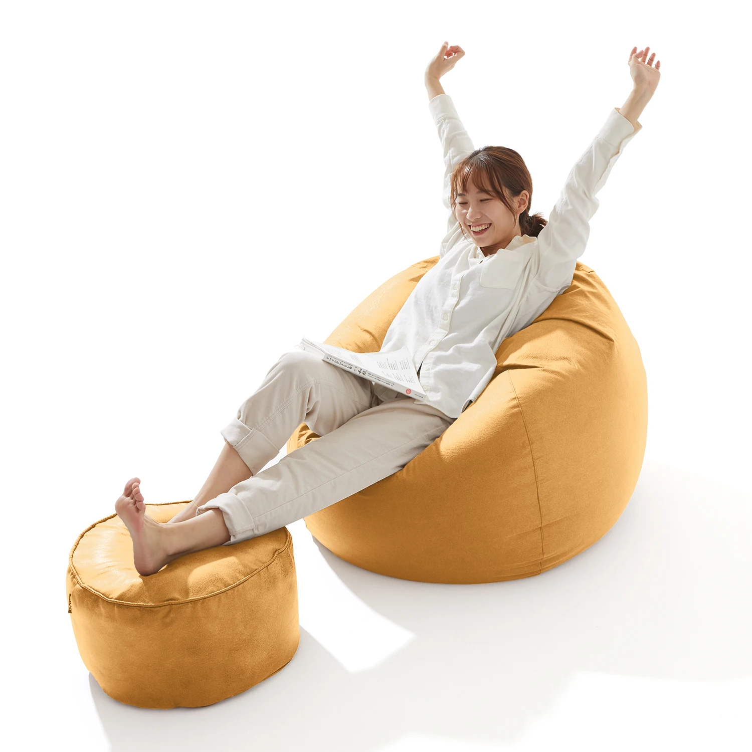 
OEM Tatami Bean Bag Simple Blue Round Shoes Changing Sofa Foot Stool 