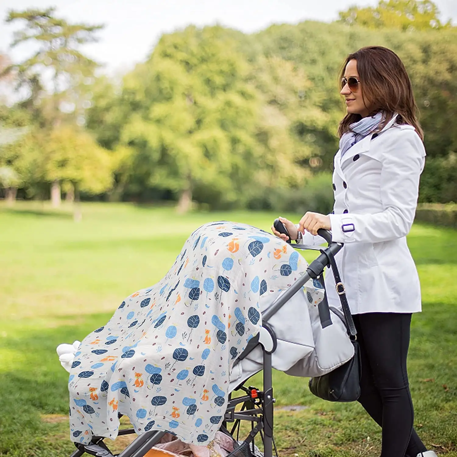 Wholesale 100% Organic Cotton Printed Newborn Fabric Wrap Blanket 47*47 Baby Nursery Muslin Swaddle Blanket