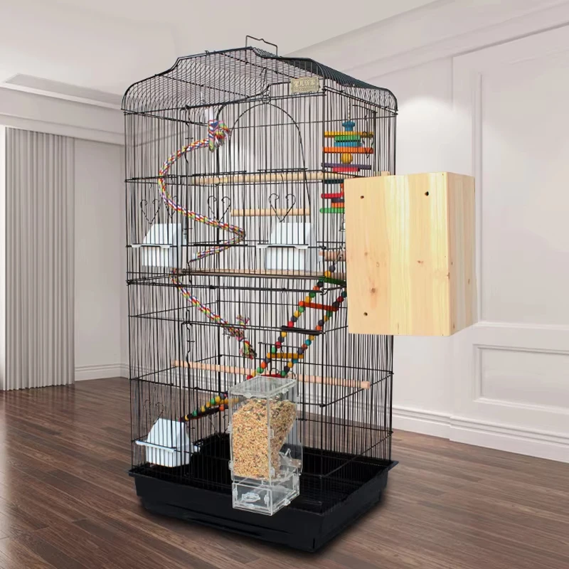 Joysing Large Heavy Duty Wire Bird Cage Parrot Cage Roof and Food Bowl for Birds