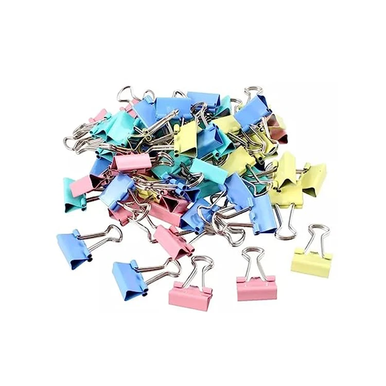 Portable Colorful Metal Binder Clips Clamps Custom Paper Clips Set for Office Home School Stationery Supplies