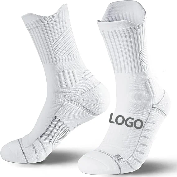 Custom mens socks sports custom socks logo white running grip designer crew unisex ankle calcetines athletic soccer cotton